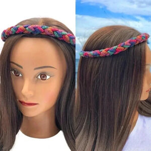 Handcrafted Multi-Colored Braided Festival Headband Renaissance Hair Crown